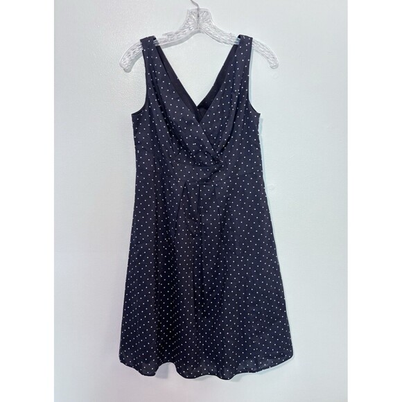 Lands End Cotton Polka Dot Dress Blue White Size 4 - Picture 1 of 10